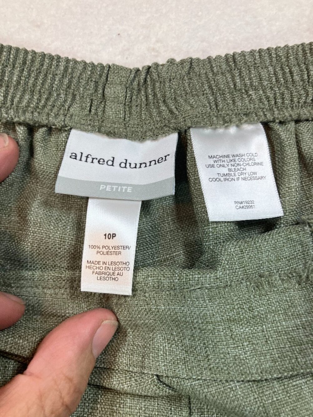 Alfred Dunner Women Green Elastic Waist Pull On Polyester Casual Pant Size 10P - Picture 2 of 6